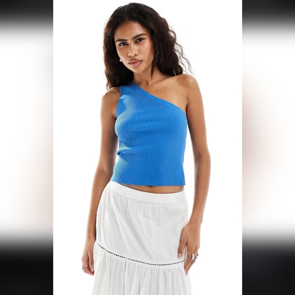 NWT Free People Intimates Good Taste One Shoulder Tank Campanula Blue Size L - Picture 2 of 9